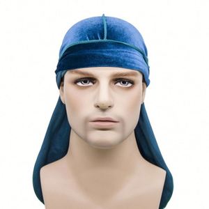 Durag de luxe unisexe pour 360 Waves, en velours doux, extensible, avec longue queue et larges sangles, couvre-chef - Product Image 1