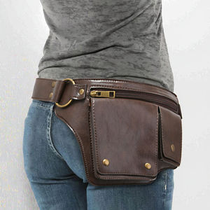 Ceintures de taille en cuir véritable 100% faites à la main en gros, couleur marron, sacs de poche de hanche, sacs de hanche pour unisexe, pour les voyages - Product Image 3