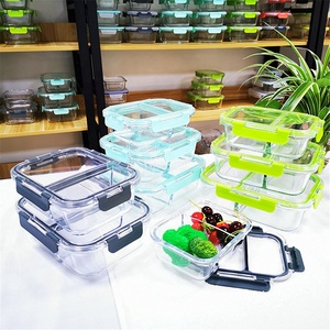 vidrio <span class=keywords><strong>para</strong></span> <span class=keywords><strong>llevar</strong></span> de comida de contenedores de almacenamiento de alimentos de microondas envase de vidrio con Pp tapas - Product Image 2
