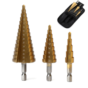 3pcs Step <b>Drill</b> <b>Bit</b> Saw <b>Drill</b> <b>Bit</b> <b>Set</b> Titanium Milling Cutter 4-12 3-12 4-20 4-32mm for Woodworking Metal Core Hole Opener - Product Image 1