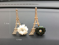 Diffuseur d'huiles essentielles pour voiture Tour Eiffel, parfum d'ambiance, diffuseur d'aromathérapie, diffuseur à clipser sur grille d'aération, bijou en diamant doré