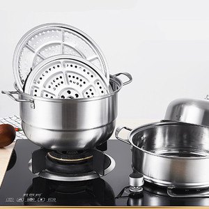 Juego de utensilios de cocina de alta calidad, vaporizador de acero inoxidable, olla de inducción con tapa de Metal, olla de sopa de 2/3 capas - Product Image 3
