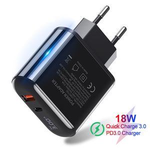 18W USB Sạc QC 3.0 4.0 Pd Nhanh Chóng Sạc LED Hiển Thị Loại C Sạc Cho Iphone Samsung S10 <span class=keywords><strong>Huawei</strong></span> Xiaomi Điện Thoại Phí Adapter - Product Image 2