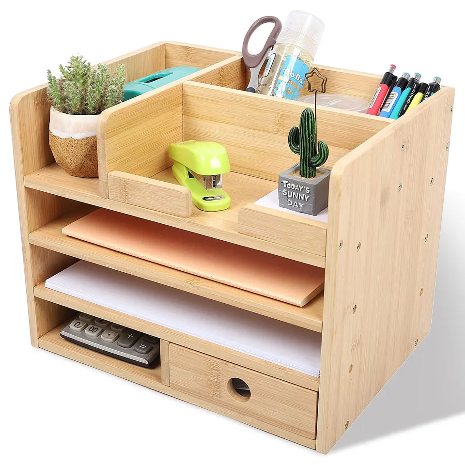 Factory Supply Bamboo Desk Organizers and Storage for Office and Home Supply