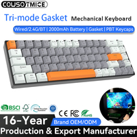 Clavier mécanique de jeu personnalisé AZTERY, arabe, français, allemand, avec joint, Bluetooth, tri-mode, interrupteur rose, RGB, rechargeable, échangeable