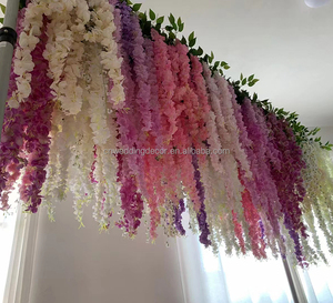 Fleur suspendue lisse avec des fleurs suspendues de glycine blanche avec des forums de mariage de réception en tissu - Product Image 5