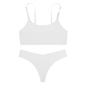Ensemble de lingerie sexy respirante pour femmes, soutien-gorge push-up sans couture et culotte string avec bretelles réglables – Vente en gros - Product Image 6
