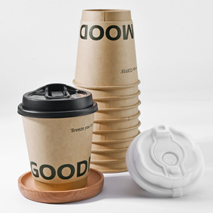 Gobelets jetables personnalisés uniques pour boissons à emporter, gobelets à café en papier kraft, gobelets à jus avec couvercles, fabriqués en Chine par les fabricants de gobelets - Product Image 1