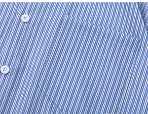 Camicia Casual da uomo a maniche corte <span class=keywords><strong>blu</strong></span> con colletto ribaltabile stampato a strisce verticali nuovo Design di coppia allentata per l'estate - Product Image 5