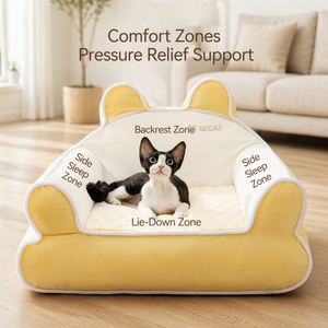 Vente en gros de canapé-lit pour animaux de compagnie en forme d'ours mignon, lit pour chat chaud toutes saisons, nid douillet en peluche pour chien, tapis de couchage pour chats et petits chiens - Product Image 3