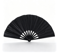 Grand éventail pliable en soie rouge rétro chinois pour le Tai Chi, idéal pour la performance, la danse, la décoration, les festivals, l'artisanat et les cadeaux (Noir 2)