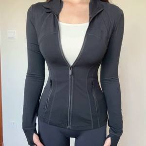 Vêtement de yoga en tissu de la série Lulu Yarn Vibration - Veste de sport à col montant pour femme, sensation de peau nue, idéale pour la course et le fitness - Product Image 1