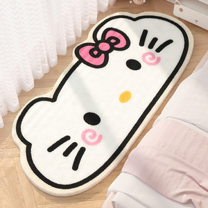 พรมแคชเมียร์เทียมรูปเฮลโล คิตตี้สำหรับตกแต่งห้องนอน พรมปูพื้นนุ่มสบายผิว ดีไซน์โบว์สีชมพู - Product Image 1