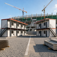 Maison modulaire portable en kit pour camp d'ouvriers, hébergement de chantier, structure en acier galvanisé 20ft 40ft