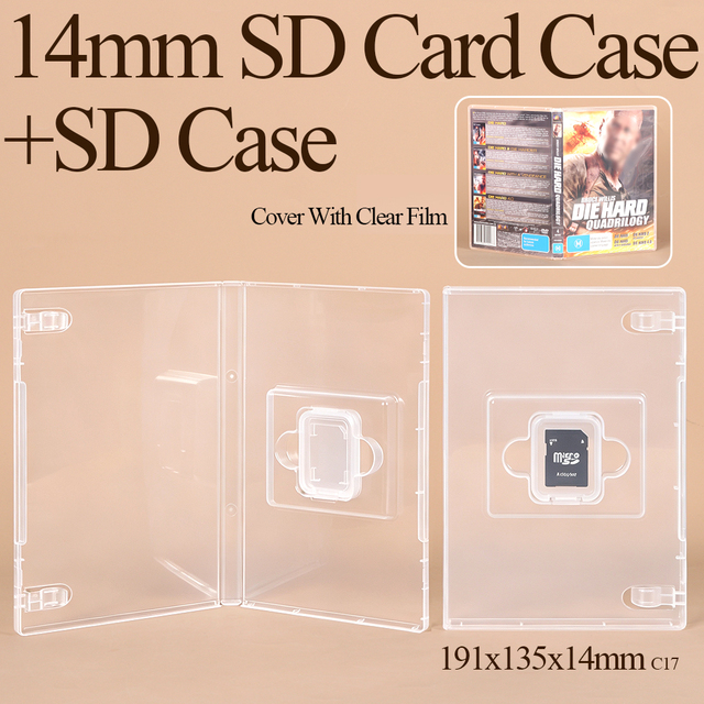 WEISHENG 14mm DVD Case with SD Card Slot Mini Memory Card Box Wholesale Transparent Plastic CD Slot SD Card Case