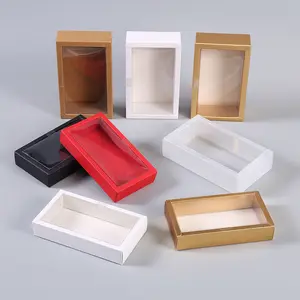 IMEE透明插盖白金礼品纸盒小礼品食品包装盒现货工厂定制尺寸彩色方形