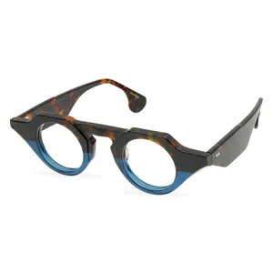 2023 New Japanese Hand Polished Acetate Thickened Frame Personality Unique Trend Decorative Glasses