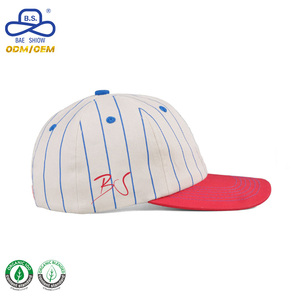 Usine de chapeaux OEM ODM, design rayé tendance, casquette de baseball personnalisée à 6 panneaux, couleurs contrastées, casquette à fermeture à pression réglable pour le golf - Product Image 3