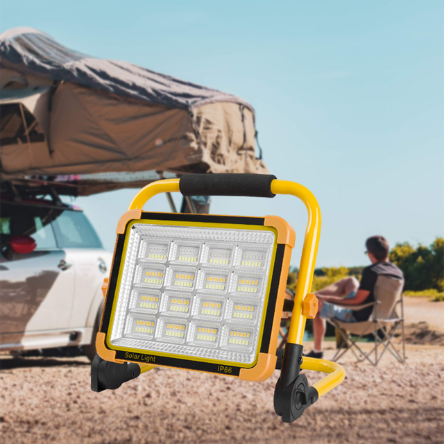 SUNDE Camping Travelling Portable Flood Light Rechargeable Outdoor Solar LED Projector Light IP65 Waterproof ABS Remote Control