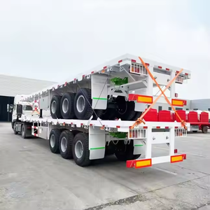 รถพ่วงพื้นเรียบ3 4 5เพลา40ft รถกึ่งพ่วงโครงรถ53ft 50ft 50ตัน - Product Image 1