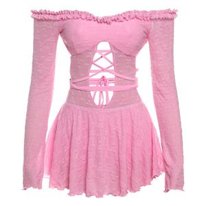 Nuova Moda Europea e Americana Primavera-Estate, Tuta Sexy da <span class=keywords><strong>Donna</strong></span> con Spalle Scoperte, Dettagli Traforati, Vita Alta e Vestibilità Aderente - Product Image 6