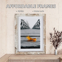 Cadre photo en bois blanc vieilli en gros, style rustique shabby chic avec passe-partout pour décoration murale de ferme
