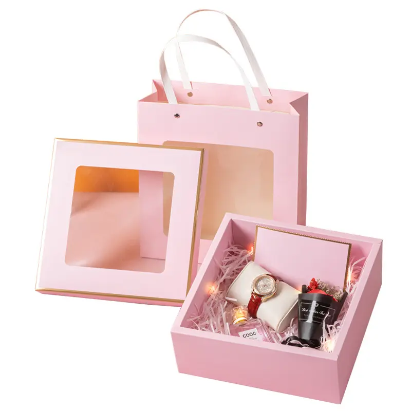 PVC Window gift beautifully folded transparent with hand gift valentine's Day gift box