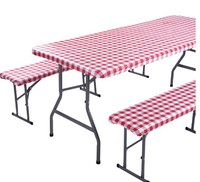 Vente en gros Impression personnalisée Bienvenue 90x28 pouces Vinyle ajusté Imperméable Couverture de table extérieure Couverture de table de pique-nique pour la fête
