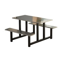 Chaise et table en acier inoxydable, tables et chaises de salle à manger scolaire, table à manger avec banc