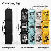 Sac à roulettes pour ski et snowboard Graffiti, roues silencieuses, séparation sec/humide, pour skis simples/doubles 160+15cm, sac de transport imperméable pour équipement de neige