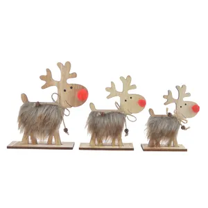 China supplies Wooden deer with wooden base home use ornaments Christmas life size decoration