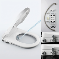 Siège de bidet à eau ambiant en plastique PP, autonettoyant, double buse, en forme de U, moderne, pour l'hygiène personnelle, design ultra-mince, avec couvercle