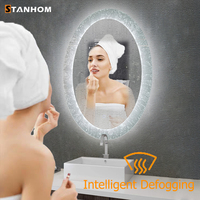 STANHOM Salon De Beauté Fleur De Glace Design Mural Lumineux Led Salle De Bain Miroir