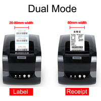 Printer Label Thermal USB Xprinter XP365B 3 Inch Desktop 2in1 untuk Usaha Kecil, Printer Barcode Stiker 80mm Stok Besar