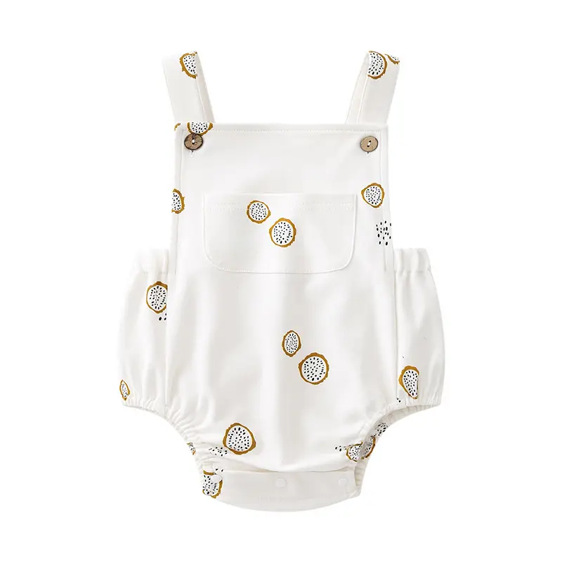 Baru lahir gaya ins pakaian anak-anak bayi lucu dicetak tali organik baju bayi katun musim semi bayi Jumpsuit Romper