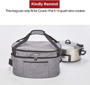 <strong>Slow</strong> <strong>Cooker</strong> <strong>Bag</strong> for Crock-Pot 6-8 Quart Insulated Travel Carrier with Easy to Clean Lining Carry Case with Top Zip Compartment - Product Image 6
