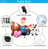 Grand Père Noël gonflable de 8 pieds avec des animaux de la ferme (cheval, cochon, vache et poulet), décoration de Noël gonflable éclairée avec LED
