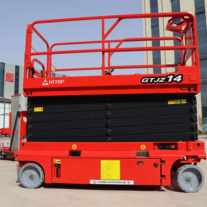 Elevador Eléctrico Autopropulsado Hitop, plataforma de trabajo aéreo de 4-16m, elevador de tijera móvil de carga de 230kg para almacén - Product Image 4