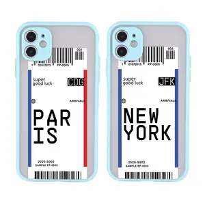 Casing Ponsel Label Perjalanan, Sarung HP Silikon Lunak Huruf, Tiket Penerbangan untuk iPhone 11Pro Max 7 8 Plus X XR XS Max