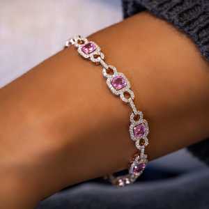 Pink Diamond Art Deco Party Bracelet 18k <b>Rose</b> <b>Gold</b> Flexible Link - Product Image 6