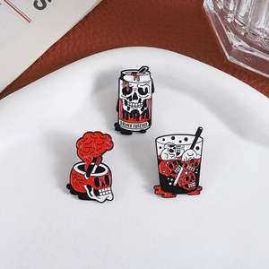 Squelette rouge horreur émail coulée broche ivre <span class=keywords><strong>pour</strong></span> <span class=keywords><strong>toujours</strong></span> Halloween métal <span class=keywords><strong>pour</strong></span> bijoux cadeau <span class=keywords><strong>pour</strong></span> amis en gros - Product Image 3