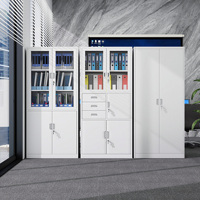 Armoire de classement de bureau en acier Homniture, 3 tiroirs latéraux, porte en verre, armoire de rangement en métal, verrouillable, pour l'archivage de documents en acier