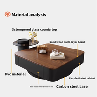 2025 Table basse extensible de Style nordique Table basse légère en bois de luxe avec matériau en verre de conception de ferme pour un usage domestique