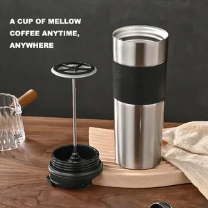 Paslanmaz çelik fransız basın kupa Tumbler seyahat kahve presi piston el demlemek kahve ve çay makinesi Tumbler kupası