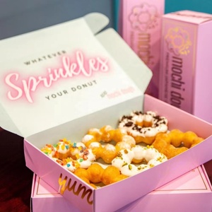 Venta al por mayor logotipo personalizado bolsa biodegradable panadería ecológico pastel plato Donut Cajas Para Donutsdozen Donuts cajas rosas - Product Image 4
