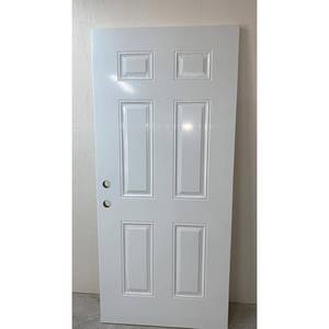 Puertas de <span class=keywords><strong>metal</strong></span> moldeadas de 6 paneles de acero blanco premecanizadas americanas con marcos para casas - Product Image 3