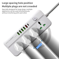 Multiprise UE à prise triangulaire avec port USB Type C, obturateur de sécurité, rallonge pour la maison, le bureau et les voyages
