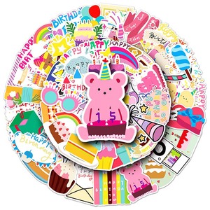 Haute qualité 50 pièces gâteau mignon dessin animé personnalisé Kawaii décoration Original anniversaire autocollants pour enfants prix téléphone étiquette de <span class=keywords><strong>bagage</strong></span> - Product Image 5