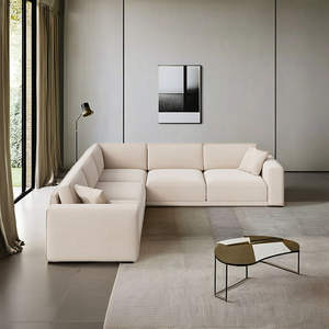 Sofá Seccional Moderno en Forma de L, Muebles Modulares para Sala de Estar de Estilo Mid-Century, Sofá Esquinero Tapizado de Primera Calidad, Gran Capacidad - Product Image 1