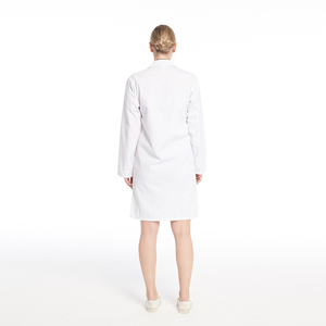 Bata Médica Larga de Polialgodón con Solapa de Muesca, Costuras Prensadas y Múltiples Bolsillos, Uniforme Blanco para <span class=keywords><strong>Hospital</strong></span> y Clínica - Product Image 6